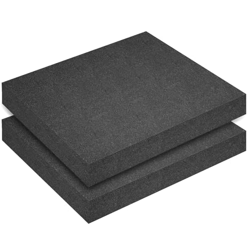 Polyurethane Foam Inserts, 2 PCS 16 x 12 x 2 Inch Black Cuttable Packing Foam Sheets for Tool Box, Camera, Crafts and Storage ﻿ - size: 16 x 12 x 2 Inch