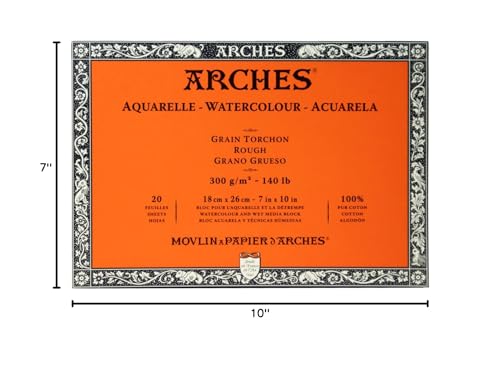 Arches Watercolor Paper Block, Rough, 7" x 10", 140 pound - size: 7"x10", style: Rough