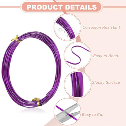 uxcell 18 Gauge Flat Aluminum Wire, 16.40 ft 3mm Wide Aluminum Crafts Wire for Flower Bonsai Crafts Carving DIY Bezel Sculpting Gem Metal Wrap, Dark Purple - color: Dark Purple, size: 3mm