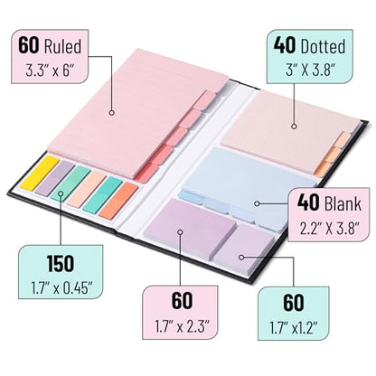 Mr. Pen- Sticky Notes Set, 410 Pack, Ruled | Dotted & Blank Notes with 150 Index Tabs, Divider Sticky Pads for Bible Study, Office, School, Planning - color: Pastel Macaron, size: 1 Set