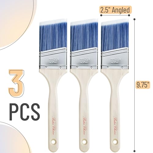 Bates- Paint Brushes, 2.5-Inch, 3 Pack, Treated Wood Handle, Angle Brushes for Wall and Furniture - color: Wood Handle Angle, size: 3 Pack, 2.5"