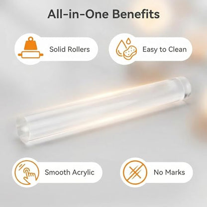 14 Pcs Polymer Clay Tools, Solid Acrylic Roller for Clay, Protect Fingers Polymer Clay Cutter, Clear Acrylic Sheet Press Board Wire Texture Set Needle Detail Modelling Supplies for Beginners - size: 14