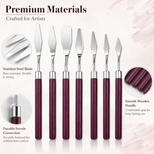 7 Pcs Palette Knife Set, Painting Spatula Tools for Acrylic Oil Art Mixing