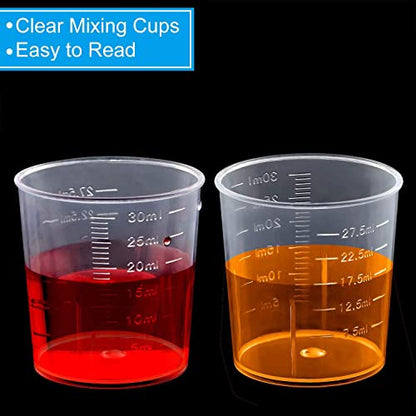 30ml Plastic Liquid Measuring Cups - Mini Clear Kitchen Medicine Cups Transparent Labs Graduated Beakers Baking Cooking Home Lab Measure Tool (5 Packs,1oz,Transparent) - color: 5 Pcs
