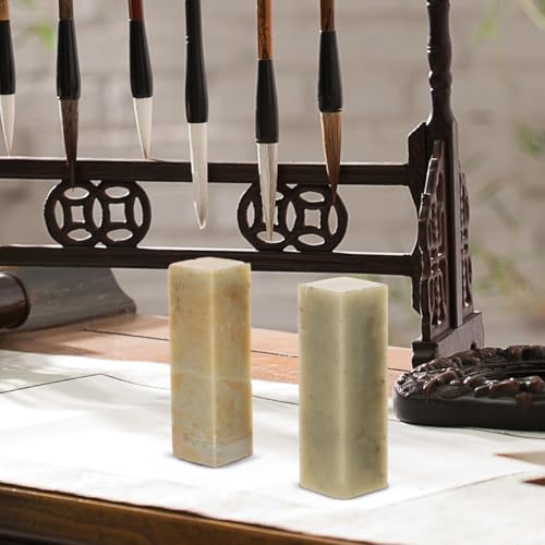 Uonlytech 15 Pcs Chinese Seal Stone Engraved Seal Carving Tools Chinese Painting Stones for Painting Calligraphy Art Supply