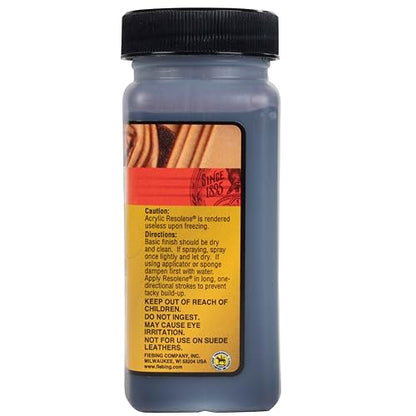 Fiebing's Acrylic Resolene (4 Ounce, Black) - Protective Acrylic Leather Finisher - Flexible, Water Resistant Top Coat for Dyed Boots, Couch, Purse - color: Black