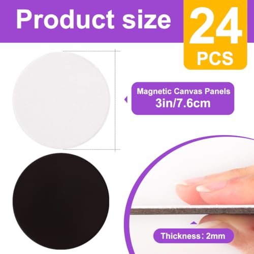 ESRICH 24Pack 3x3IN Round Mini Canvas Magnets, Small Magnetic Paint Canvas - size: 3x3in(24 Pack)
