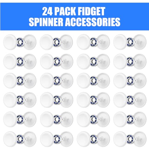 NiArt Fidget Spinner Bearings with Caps 24 Pack, Chrome Steel DIY Set - size: ONLY 24 WHITE Cap Bearings