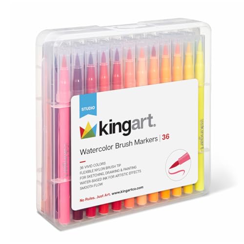 KINGART Watercolor Brush Markers, 36 Piece, Multicolor, 410-36 - style: Set of 36