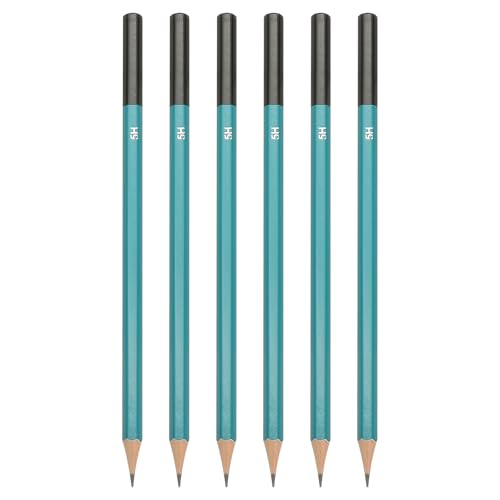 PATIKIL 5H Drawing Pencils for Sketching, 6PCS Sketch Pencils for Drawing Art Pencils Graphite Wood Pre-sharpened for Drawing Sketching Artist, Hexagonal, Black Refill, Green/Black Pole - style: 5H