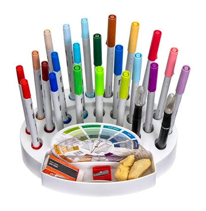 ArtBin 6974AG Desktop Accessory Storage with 24 Slots, [1] Art & Craft Organizer, White