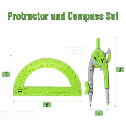 Mr. Pen- Geometry Compass and Protractor Set, 6 Inch Compass - color: Light Green, size: 1 Set
