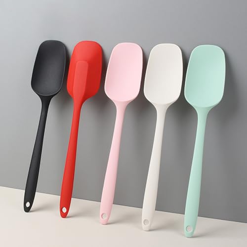 5 Pcs Silicone Spatula Set,10.6 Inch Heat Resistant Non-Stick Scraper - color: 5 colors