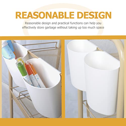Cabilock Hanging Cup Holders, 4 Pack Plastic Rolling Cart Organizer, White | Hanging Storage Basket, For Pencil Makeup Art Craft Beauty Salon, Space Saving