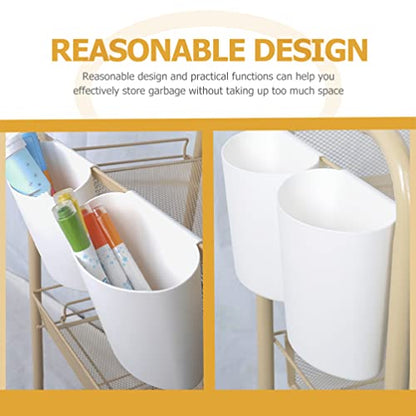 Cabilock Hanging Cup Holders, 4 Pack Plastic Rolling Cart Organizer, White | Hanging Storage Basket, For Pencil Makeup Art Craft Beauty Salon, Space Saving