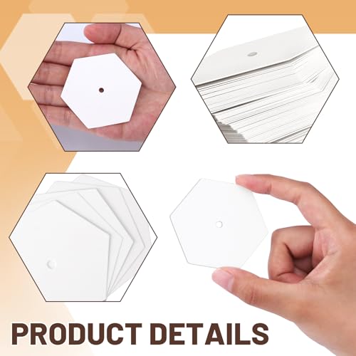600 PCS Hexagon Piecing Paper Templates, 1.25" White Paper templates, Quilting Templates Accessories for DIY Patchwork Crafts and Sewing Supplies﻿ - size: 1.25 Inch-600pcs Hexagon