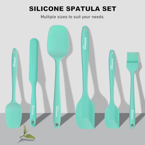 NileHome 6 Pieces Silicone Spatula Set with Silicone Brush,Turquoise - color: Turquoise