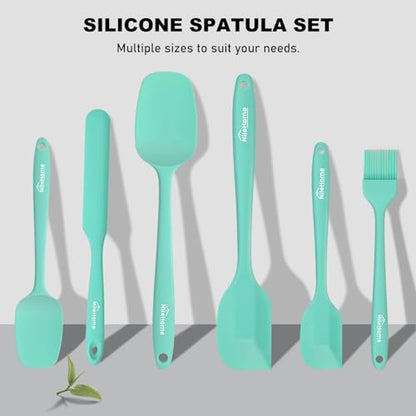 NileHome 6 Pieces Silicone Spatula Set with Silicone Brush,Turquoise - color: Turquoise
