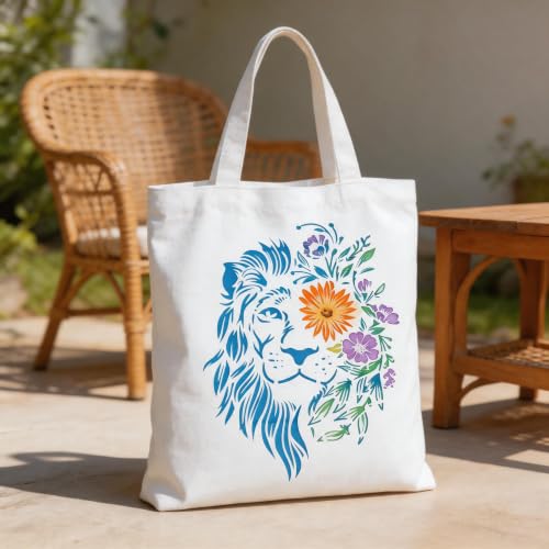 TIAMECH A4 Reusable Flower Eye Lion Stencil for Painting | Male Lion Layering Template, DIY Wall Art, Wood Furniture, Scrapbook & Crafts (8.3x11.7inch) - style: Flower Eye Lion