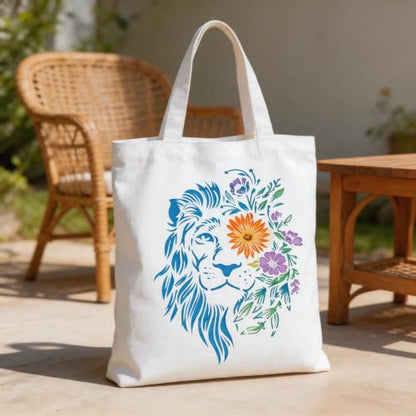 TIAMECH A4 Reusable Flower Eye Lion Stencil for Painting | Male Lion Layering Template, DIY Wall Art, Wood Furniture, Scrapbook & Crafts (8.3x11.7inch) - style: Flower Eye Lion