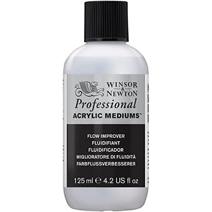 Winsor & Newton Professional Acrylic Medium, Flow Improver, 125ml | Reduces surface tension to improve paint flow, minimize brush marks, and support fine detail without thinning color. - color: Flow Improver, style: 125ml (4.2-oz)