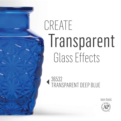 FolkArt Murano Transparent Acrylic Glass Paint, Deep Blue, Perfect for Indoor and Outdoor Arts and Crafts Projects, 2 fl oz, 36532 - color: Transparent Deep Blue, style: Transparent