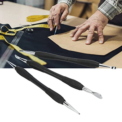 3PCS Leather Craft Modeling Tools Grooving Tools, Leather Embossing Spoons Leathercraft Modeling Carving Tools Kit, Leather Craft DIY Kit for Leather Press Rub/Edge Skiving