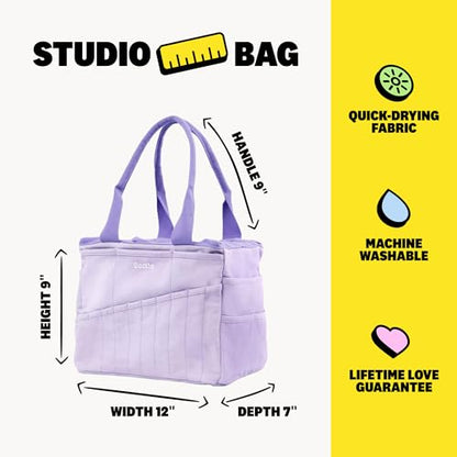 Soolla Studio Bag: Art Supply Storage Organizer & Pottery Tool Bag, Washable Tote, Yarn Bag, Crochet, 30 Pockets, 15+ Colors - color: Lilac Love