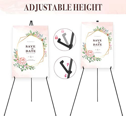 Easel Stand for Wedding Sign & Poster 63'' Easels for Display Portable Art Easel for Floor Adjustable Metal Easel Black - style: Black