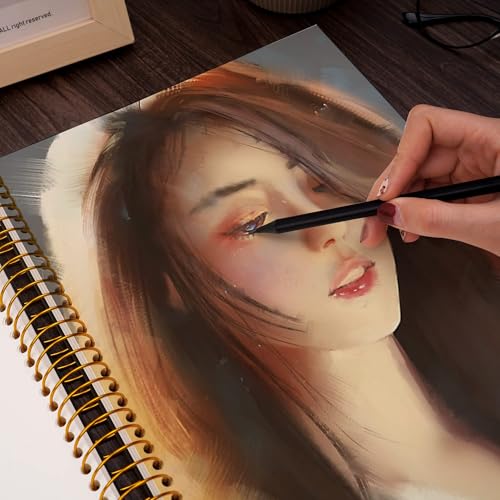 Hardcover Sketchbook for Drawing Spiral Sketch Book for Adult Kids 8.5 x 11 | 100gsm 68lb 120 Sheets Sketch Pad Premium Drawing Book Art Supplie,Black - color: Black