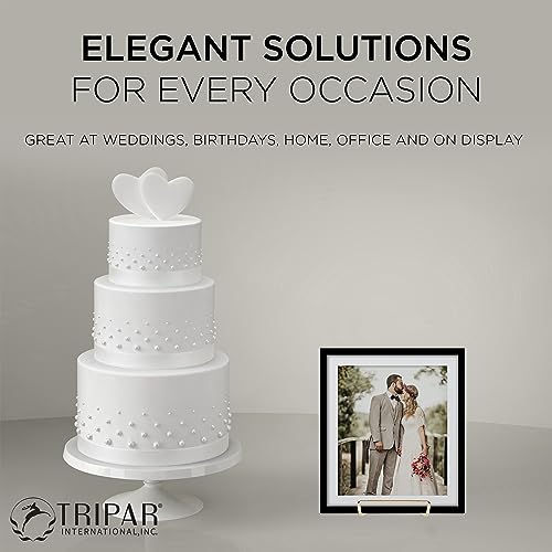 TRIPAR Square Metal Wire Stand, Brass Finish (4-Inch Depth) - Tabletop Easel Display - Handcrafted Edge Design For Sleek & Modern Look - Perfect for Books, Plates, Photos & More