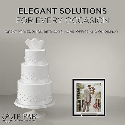 TRIPAR Square Metal Wire Stand, Brass Finish (4-Inch Depth) - Tabletop Easel Display - Handcrafted Edge Design For Sleek & Modern Look - Perfect for Books, Plates, Photos & More