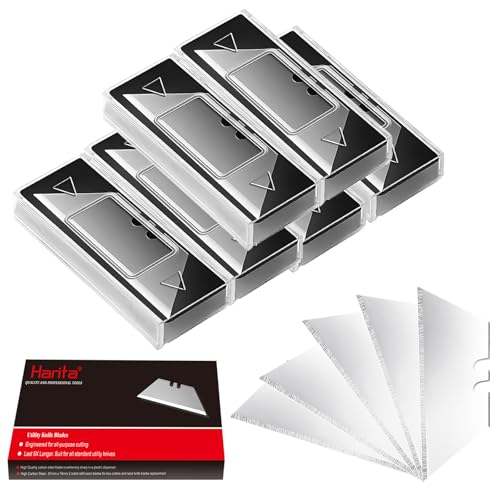 Harita 60 pcs Utility Knife Blades Refills, premium SK5 Steel Box Cutter Blades with Storage Case, razor blades, Last 5x longer and 3x shaper, Rust-resistant Design, For carpet, leather, paper. - color: Silver, size: 60 Pack