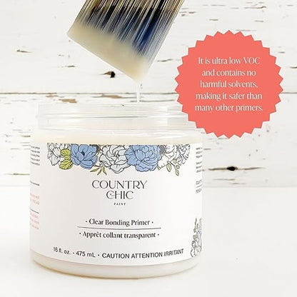 Clear Bonding Primer - Chalk Style Furniture Paint Surface Prep Clear Primer Base Coat - Adhesive Furniture & Decor Primer for Laminate, Glass, Metal, Oil-Based Paint or Stain - Quart (32 oz) - size: 32 Fl Oz (Pack of 1)