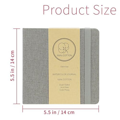 Vienrose Watercolor Sketchbook Journal 5.5x5.5 Inch 24 Sheets Grey - color: Grey, size: 5.5x 5.5 Inch