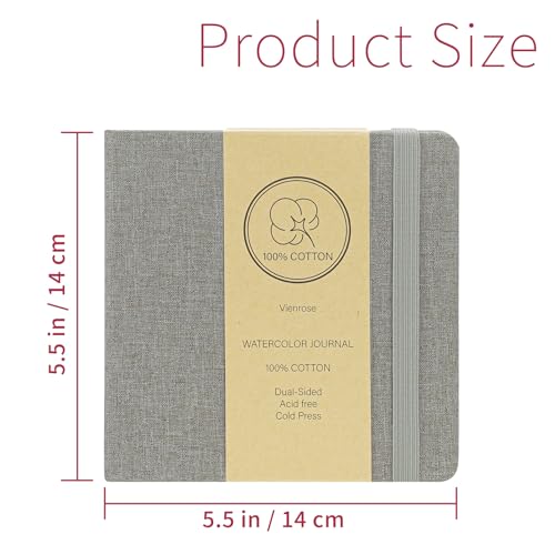 Vienrose Watercolor Sketchbook Journal 5.5x5.5 Inch 24 Sheets Grey - color: Grey, size: 5.5x 5.5 Inch