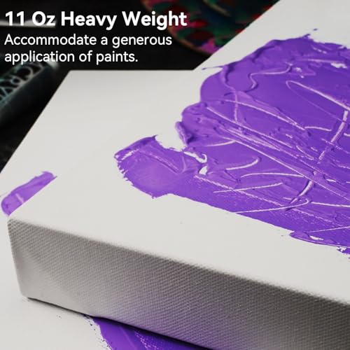 PHOENIX 8x24 Inch 3 Pack Gallery Canvas -1.5 in Thick Long Skinny Canvases for Painting - Deep Edge 100% Cotton 11 Oz. Gesso Primed White Blank Professional Canvas Oil & Acrylic Paints - size: 8"x24", style: Gallery