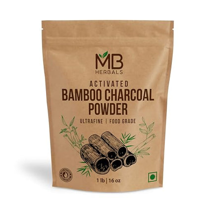 MB Herbals Activated Bamboo Charcoal 1 lb / 16 oz (454g) | Food Grade Charcoal for Baking, Skin & Hair Care | Natual Deep Cleansing | Ideal for Face Masks, Toothpowder & DIY Care - size: 454g