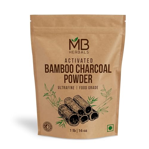 MB Herbals Activated Bamboo Charcoal 1 lb / 16 oz (454g) | Food Grade Charcoal for Baking, Skin & Hair Care | Natual Deep Cleansing | Ideal for Face Masks, Toothpowder & DIY Care - size: 454g