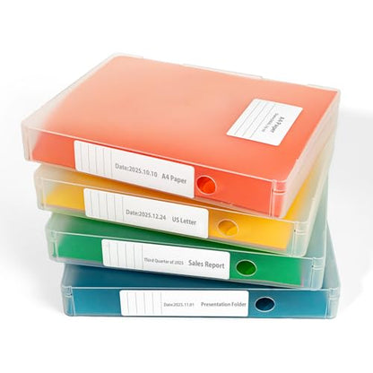4 Packs A4 Paper Storage Boxes, 8.5 x 11 Plastic Portable Project Case for US Letter Size, Multi-Purpose Thick Scrapbook Storage Box for Office - size: 12.59"L x 9.45"W x 2"H