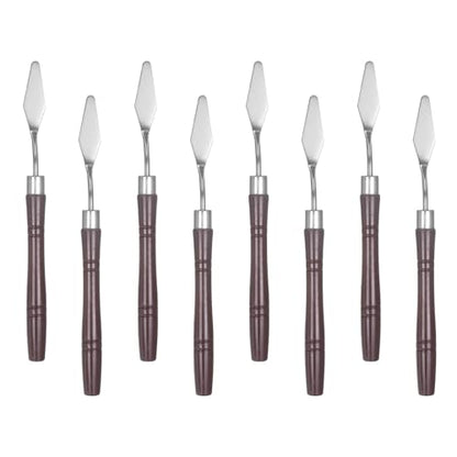 HARFINGTON 8pcs Palette Knife Painting Tool 6.3" Pointed Stainless Steel Blade Plastic Handle Spatula Painting Pallet Knife for Oil Acrylic, Red - size: 6.3"