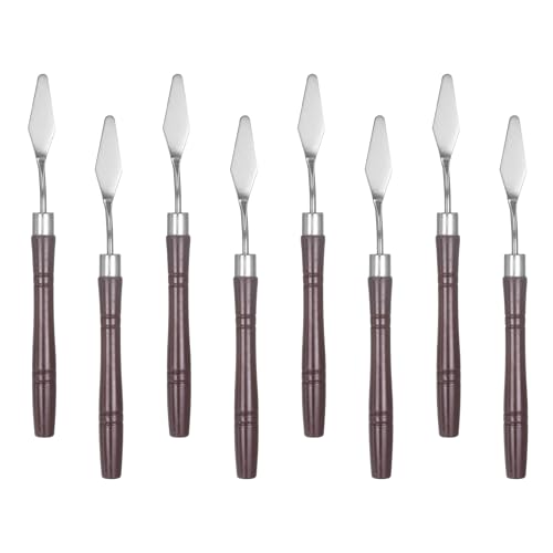 HARFINGTON 8pcs Palette Knife Painting Tool 6.3" Pointed Stainless Steel Blade Plastic Handle Spatula Painting Pallet Knife for Oil Acrylic, Red - size: 6.3"