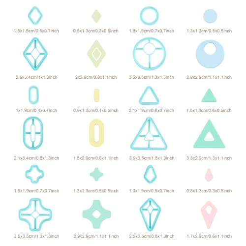 ORIGACH 22 Pcs Geometric Polymer Clay Cutters Set | Boho Studs Polymer Clay Cutters Set Different Geometrical Shapes for Earring Making - style: Basic Geometric