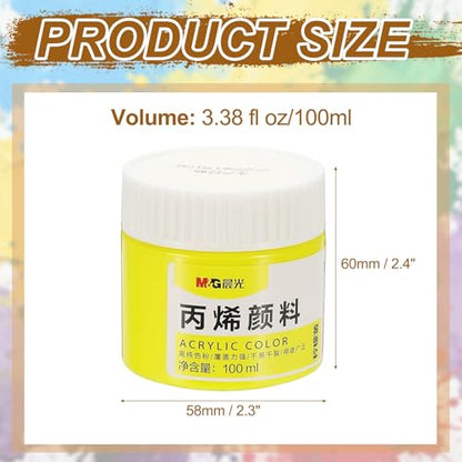PATIKIL M&G Acrylic Paint, 3.38 Fl Oz(100ml) Matte Finish Rich Pigments Waterproof Art Painting Supplies for Fabric Canvas Wood Leather Stone Cloth, Lemon Yellow - color: Lemon Yellow
