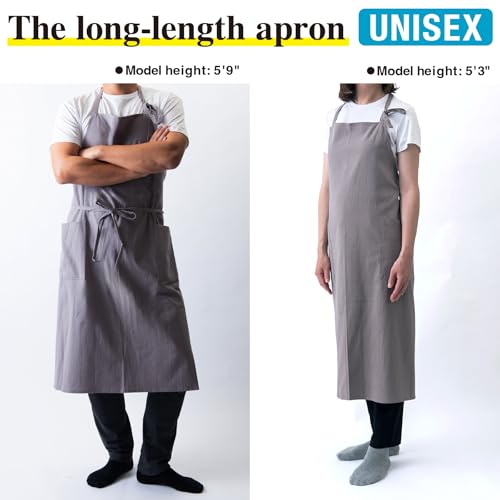 Chef/Bistro Cooking Apron with 2 Large Pockets for Men & Women Lightweight Adjustable Neck Strap Water-repellent - color: Gray