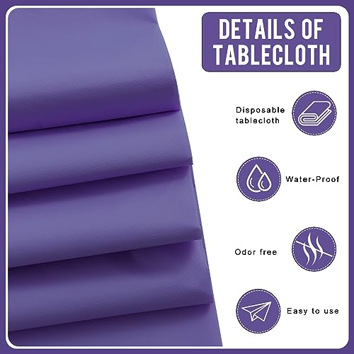 Eleclassi Purple 6 Pack Premium Disposable Plastic Tablecloth 54 x 108 in - Plastic Table Cloth Disposable Tablecloth for Rectangle Table Up to 8 Feet - color: Purple