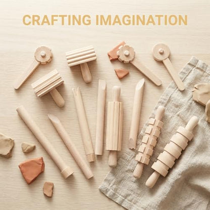 Toddmomy Wooden Clay Tool Set for Kids Toddlers, Clay Molding Tools for Pottery, Ceramics and Modeling Dough, Beginner-Friendly Art and Crafts Activities