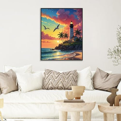 Paint by Numbers Kit for Adults, Lighthouse Number Painting Canvas Kit - color: LBOPNFP3