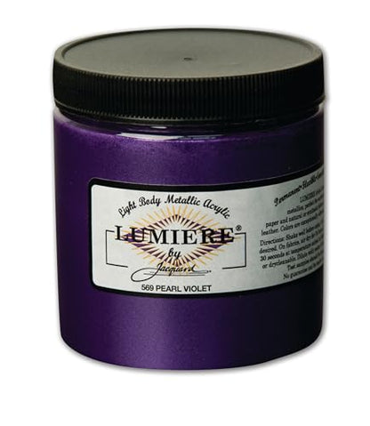 Jacquard Lumiere 8oz Fabric Paint Pearlescent Violet - Metallic Paint for Fabric, Leather, Canvas, Paper and Wood - Light-bodied Metallic Acrylic Paint - Lightfast & Vibrant Metallic Acrylic Paints - color: Pearlescent Violet, size: 8 Fl Oz (Pack of 1)