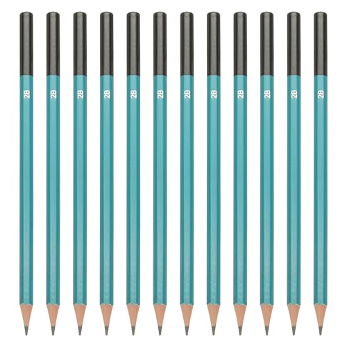 PATIKIL 2B Drawing Pencils for Sketching, 12PCS Sketch Pencils for Drawing Art Pencils Graphite Wood Pre-sharpened for Drawing Sketching Artist, Hexagonal, Black Refill, Green/Black Pole - style: 2B